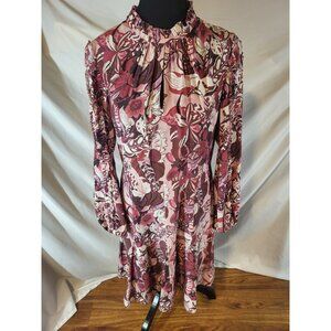 Charlotte Brody Gardenia Silk mini dress  Burgundy Groovy Blooms Red Pink...